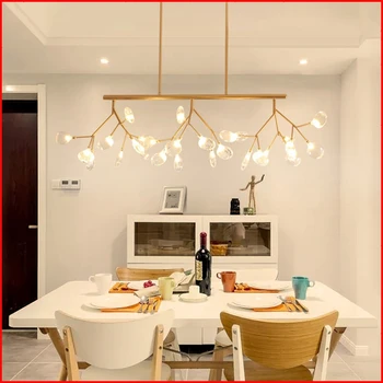 

Modern Firefly Pendant Strips Branch Pendant Lamp Light Nordic firefly Cafe Bar Iron Suspension Fixtures LED Three-end light