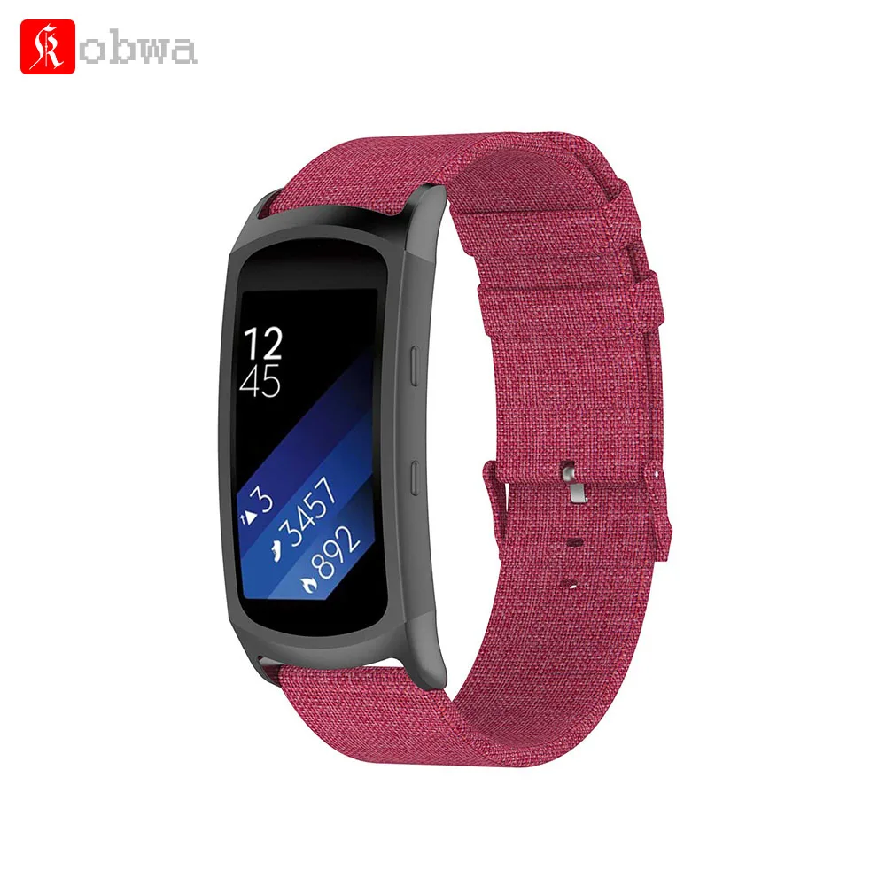 

Kobwa Nylon Canvas Buckle Replacement Band Strap Bracelet Watch Band for Samsung Gear Fit2 Pro R360 R350 R365 Watch