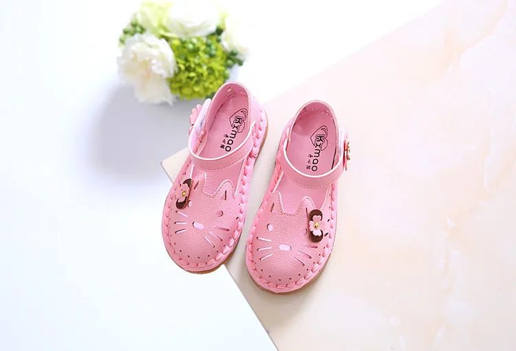 Kalupao 2018 Spring Summer Fashion Hollow Kids Girls Princess Shoes Children'S Single Shoes Cute Cat Cow Muscle Flat Sandals (16)