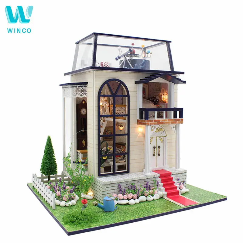 WINCO Doll House Wooden Furniture Diy House 3D Miniature Puzzle Assemble Dollhouse Kits Christmas Toy For Children Birthday Gift WINCO Doll House Wooden Furniture Diy House 3D Miniature Puzzle Assemble Dollhouse Kits Christmas Toy For Children Birthday Gift