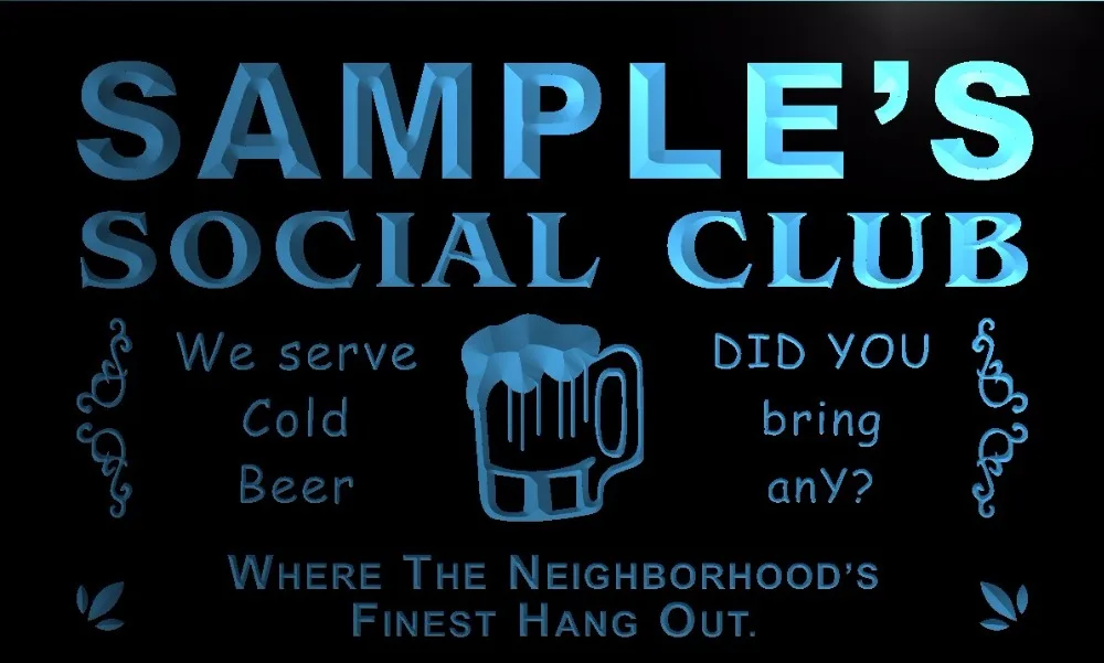 

TM027 Name Personalized Custom Social Club Home Bar Beer Neon Light Sign
