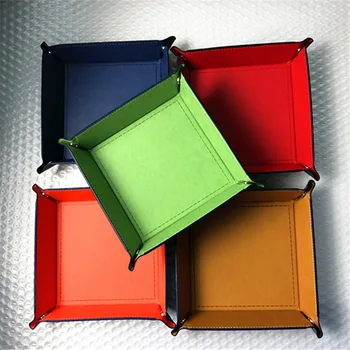 

1PC PU Leather Storage Box Bins Valet Coin Key Tray Dice Rolling Tray for Serving Key Jewelry Tray PU Organizer Box