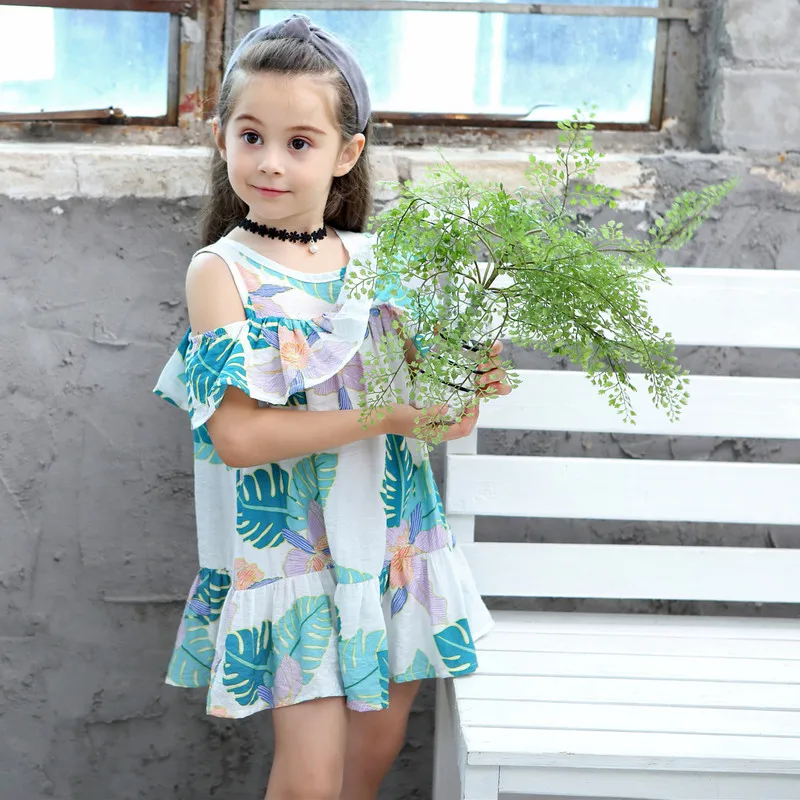 Flower Girls Dress 2019 New Summer Casual Kids Dresses for 2 3 4 5 6 7 8 Year Girls O-neck Off-The-Shoulder Children Clothing Flower Girls Dress 2019 New Summer Casual Kids Dresses for 2 3 4 5 6 7 8 Year Girls O-neck Off-The-Shoulder Children Clothing