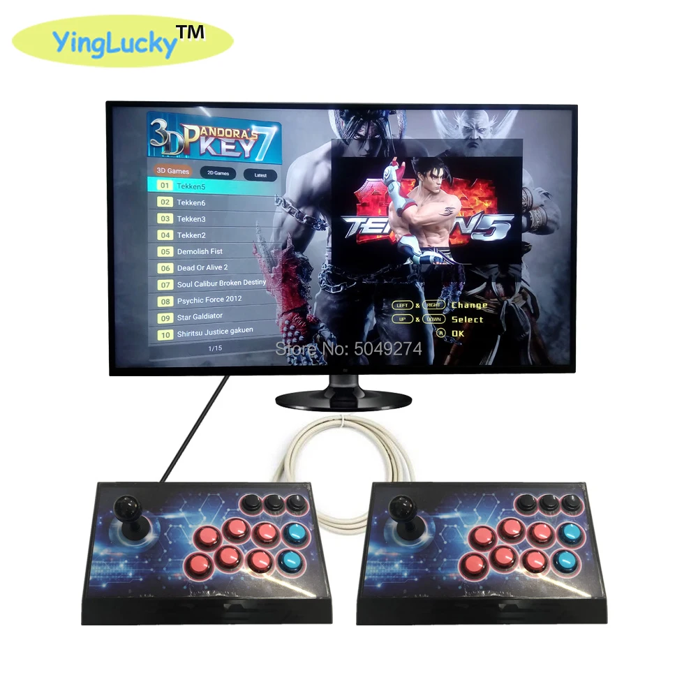 

Box key 7 3D Pandora Key Arcade Console with PCB Board 2 Player Home Use Controller 2323 Games Retro Video Game Machine