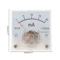 91C4 амперметр DC Аналоговый Панель измерителя тока механический указатель Тип 1/2/3/5/10/20/30/50/100/200/300/500mA A