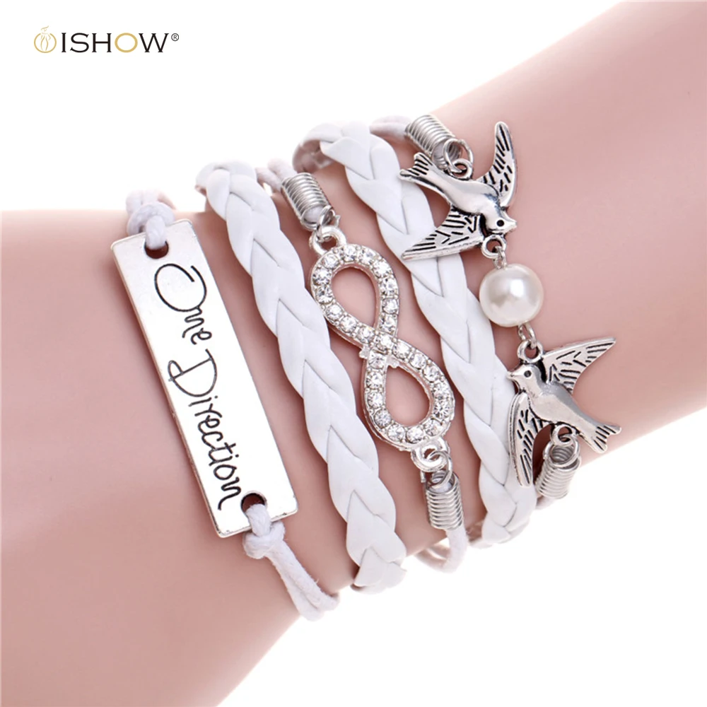 Wholesale Charm Bracelets & Bangles Double birds crystal 8 One