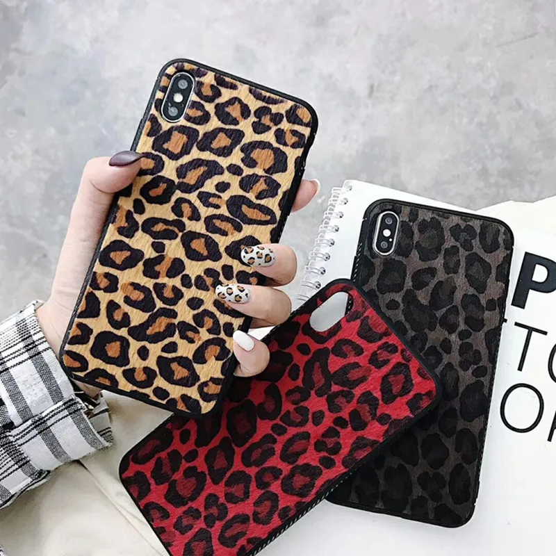 

Woman Fashion Leopard print Plush Case For iPhone X XS MAX XR 8 7 6 6S Plus Soft TPU Cover for iphone 7 Winter Warm Phone Cases