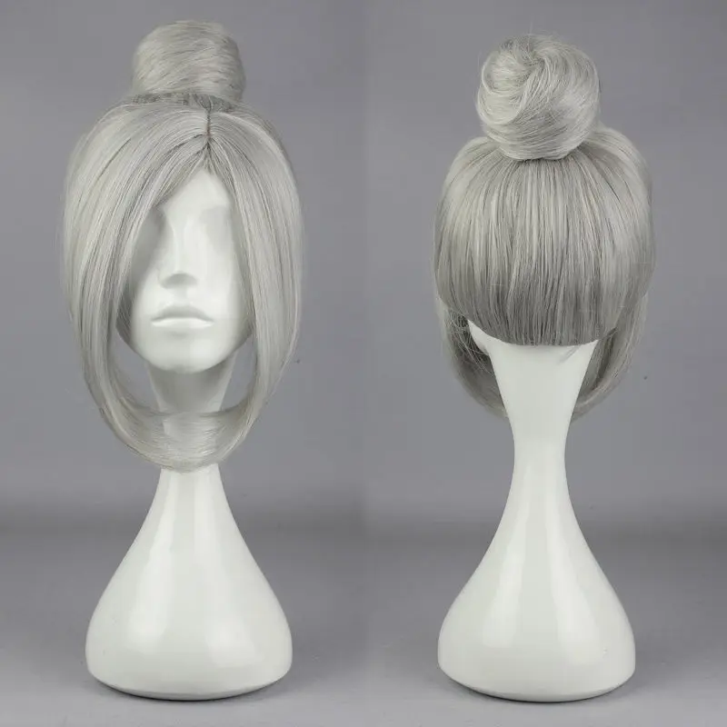 

Prison School Meiko Shiraki Short Silver Gray With Bun Heat Resistant Cosplay Costume Wig