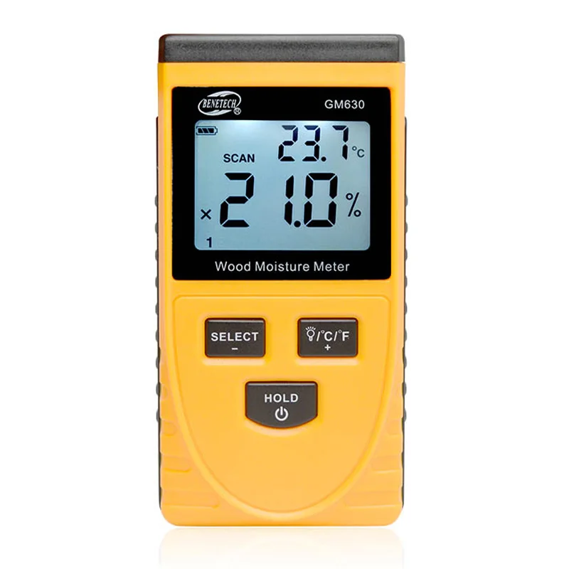 Digital Induction Wood Moisture Meter Temperature Humidity Tester