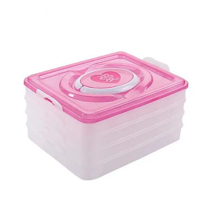 4 слоя: 5 слоев Портативный клецки коробка для хранения холодильник свежие контейнер держатель Органайзер, кухонные аксессуары - Цвет: pink