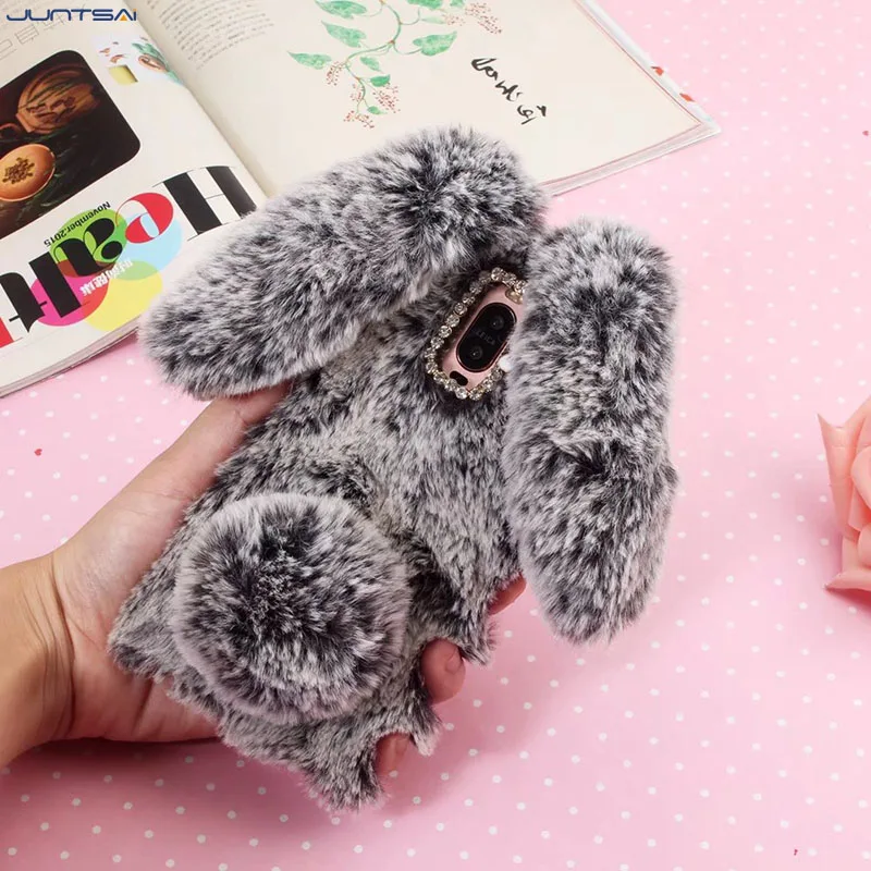 JUNTSAI Hot Winter Plastic Phone Case For Huawei Mate 9pro 5.5inch Plush Furry Rabbit Fur Panda Coke Shell Cover |