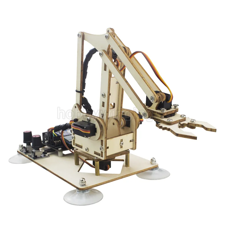 

Arduino secondary development Wooden Robotic Arm Powerful Performance Robot Open Source Hand Arm Claw kit RC Toy