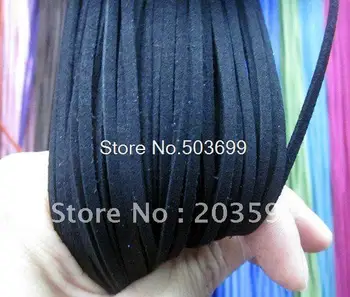 

SR003 Wholesale 100Pcs Black Flat Faux Suede Leather Cord Necklace With Lobster Clasps 2.5mm