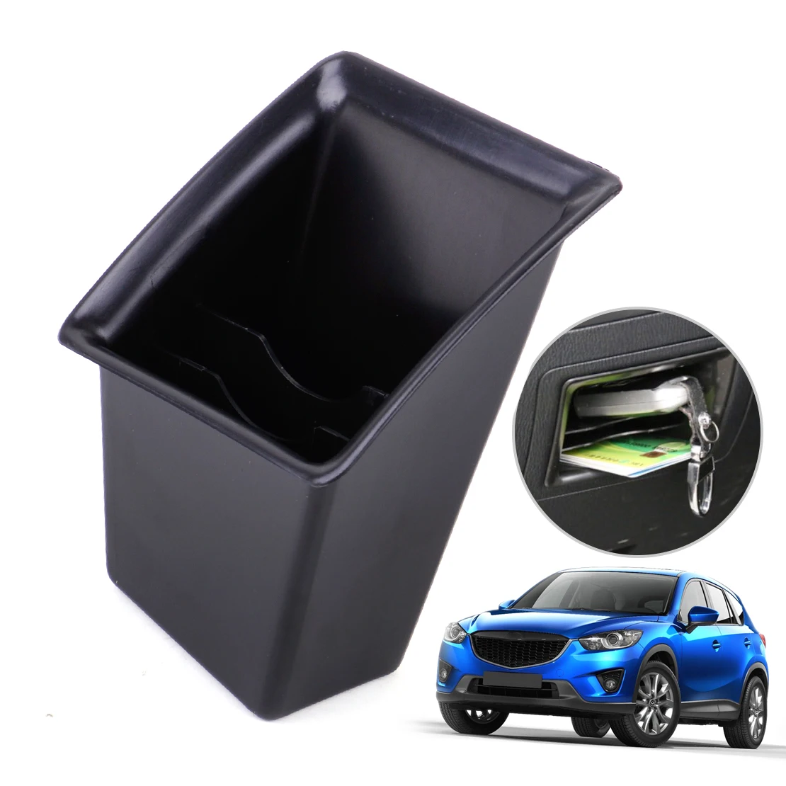

DWCX New Car Black Left Central Control Storage Box Auto Container Holder Shelf Fit for Mazda CX5 2011 2012 2013 2014 2015