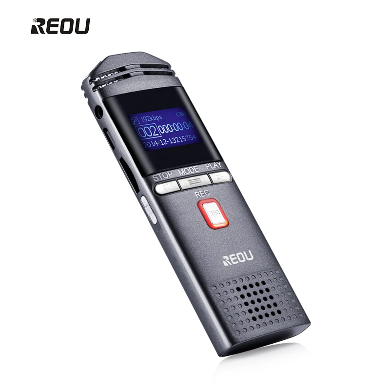 

REOU Voice Recorder 16GB Digital Audio Sound Recorder Dictaphone Non-Stop 100hr USB Voice Activated Recorder With MP3 Player