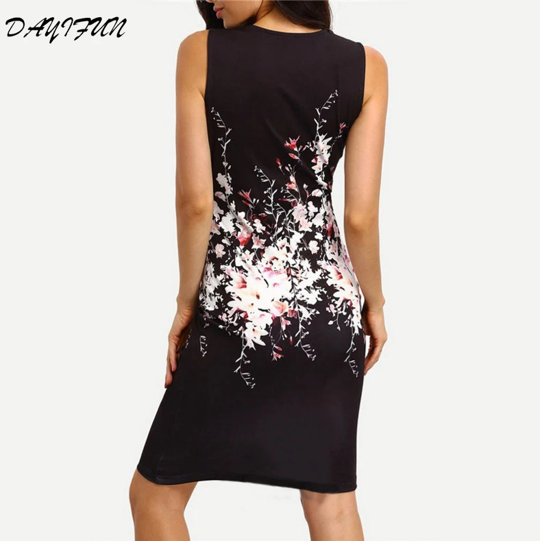 

DAYIFUN 2019 Elegant Spring Summer Dress Women Vintage Sexy Print Party Dresses Female Slim Work Office Bodycon Dress 8860