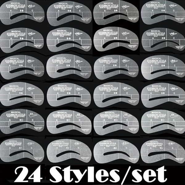 

24pcs/pack Different Patterns Eyebrow Stencils 24 Styles Reusable Eyebrow Drawing Card Thrush card Brow Template