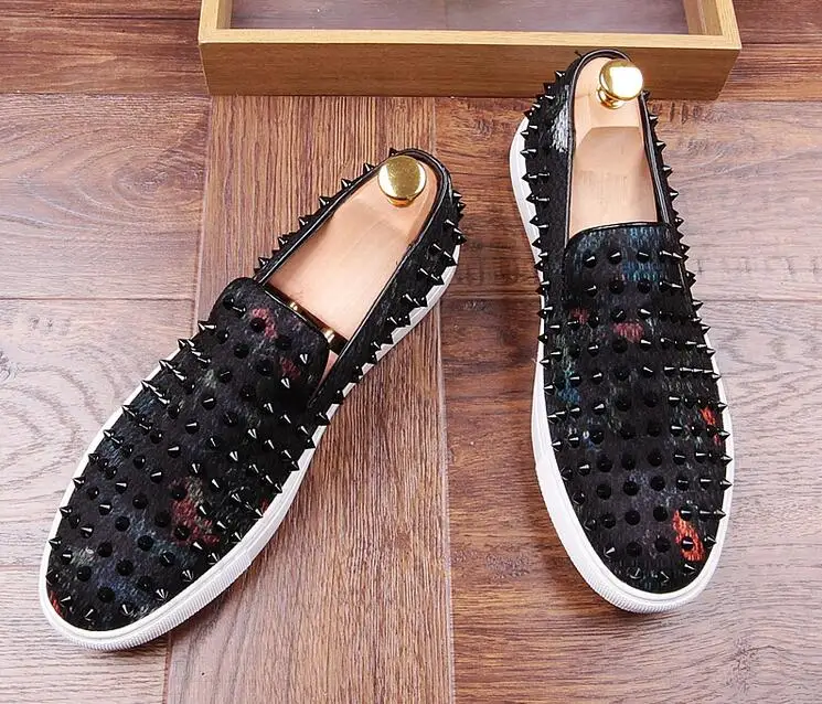 Mariage Personnalité Épais Nouveau Sociale 1 Hommes De Sapato Rivet Appartements Homme Mocassins 2017 Bal Chaussures Impression Clouté Fond doeCxB