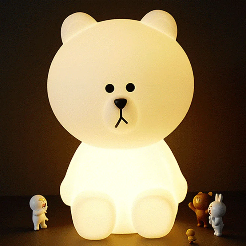 

30CM Cartoon Animal Brown Bear LED Night Light Cute Baby Bedroom Table Lamp Children Bedside Decoration Christmas Novelty Gift