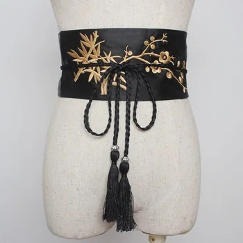 

[EWQ] 2020 New Spring Summer Fashion Embroidery Wide Waist Bundle WaistTassel Straps Vintage Casual Belt Woman BL768