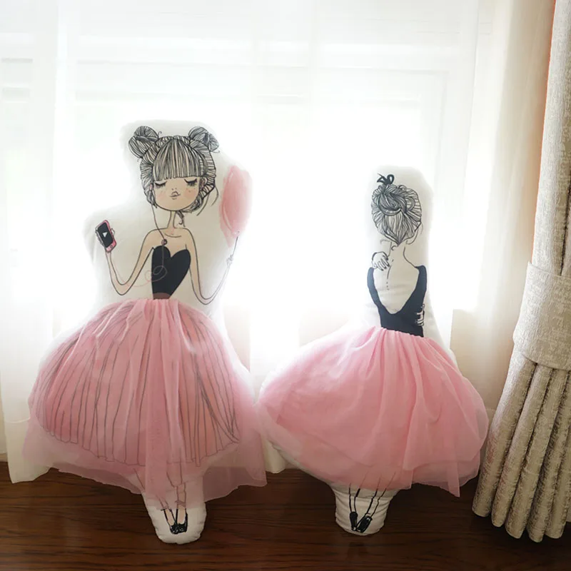 

Lovely plush toy girl pillow in ballet dress baby cushion home decor high quality kids toy gift for girl