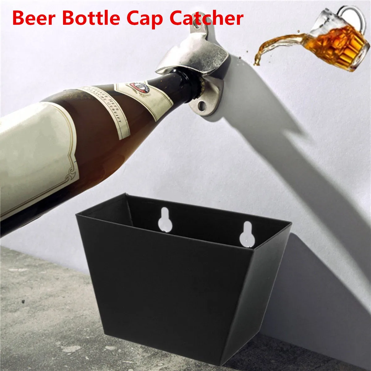 

Bottle Opener Wall Mounted Beer Bottle Cap Catcher Box with Screws Stainless Steel Storage Box For Kitchen Bar Holder Tool