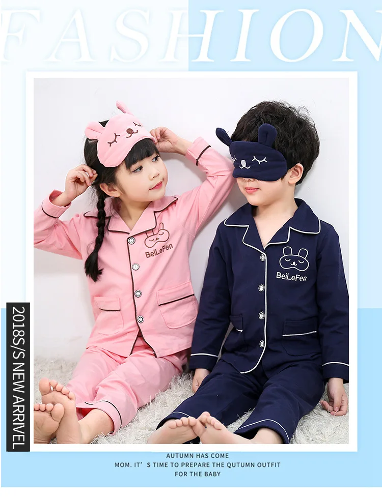 Spring Autumn Cotton Kids Pyjamas Suit Cartoon Children's Long-sleeved Cardigan Boys Pajamas Children's Set Girls Home Wear