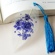 Закладка с жилками листа одежда в китайском стиле; цвет синий и белый фарфор цветное эстетическое шифоновое платье