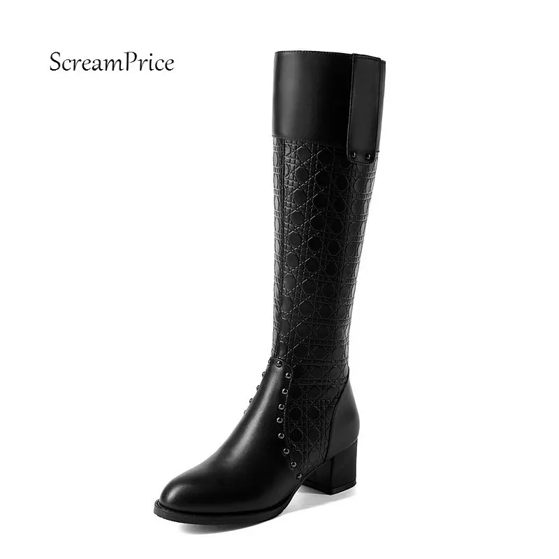 Ladies Genuine Leather Comfort Low Heel Knee High Boots Fashion Zipper Pointed Toe Winter Shoes Black цена Ladies Genuine Leather Comfort Low Heel Knee High Boots Fashion Zipper Pointed Toe Winter Shoes Black цены онлайн