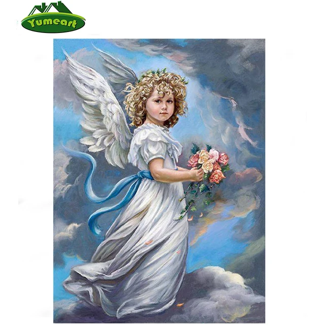 New DIY 5D Diamond Embroidery Angel with Wings Pattern Rhinestones