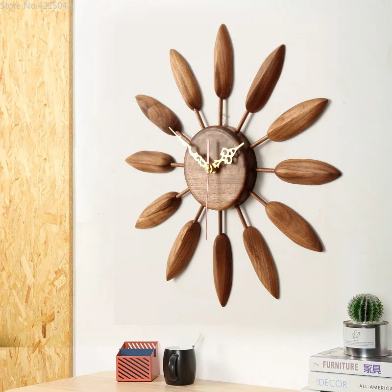 17inch Solid Wood Wall Clock Living Room Wall Clock Modern Design Table