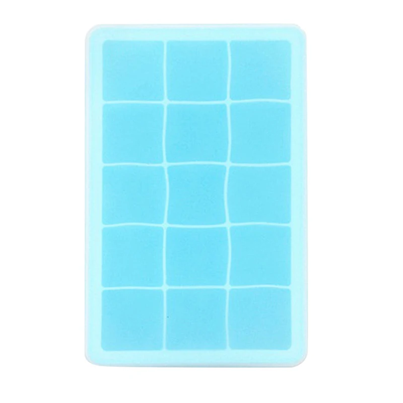 15 сетчатый пищевой силиконовый лоток для льда для дома с крышкой DIY Форма для кубика льда квадратной формы аксессуары для кухонного бара - Цвет: Синий