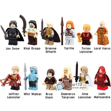 100 шт./лот Игра престолов леди мелиссандра лорд Варис белый ходок футболки с принтом, футболки с Джоном Сноу Льда и Огня серии строительные кубики, детские игрушки PG8029