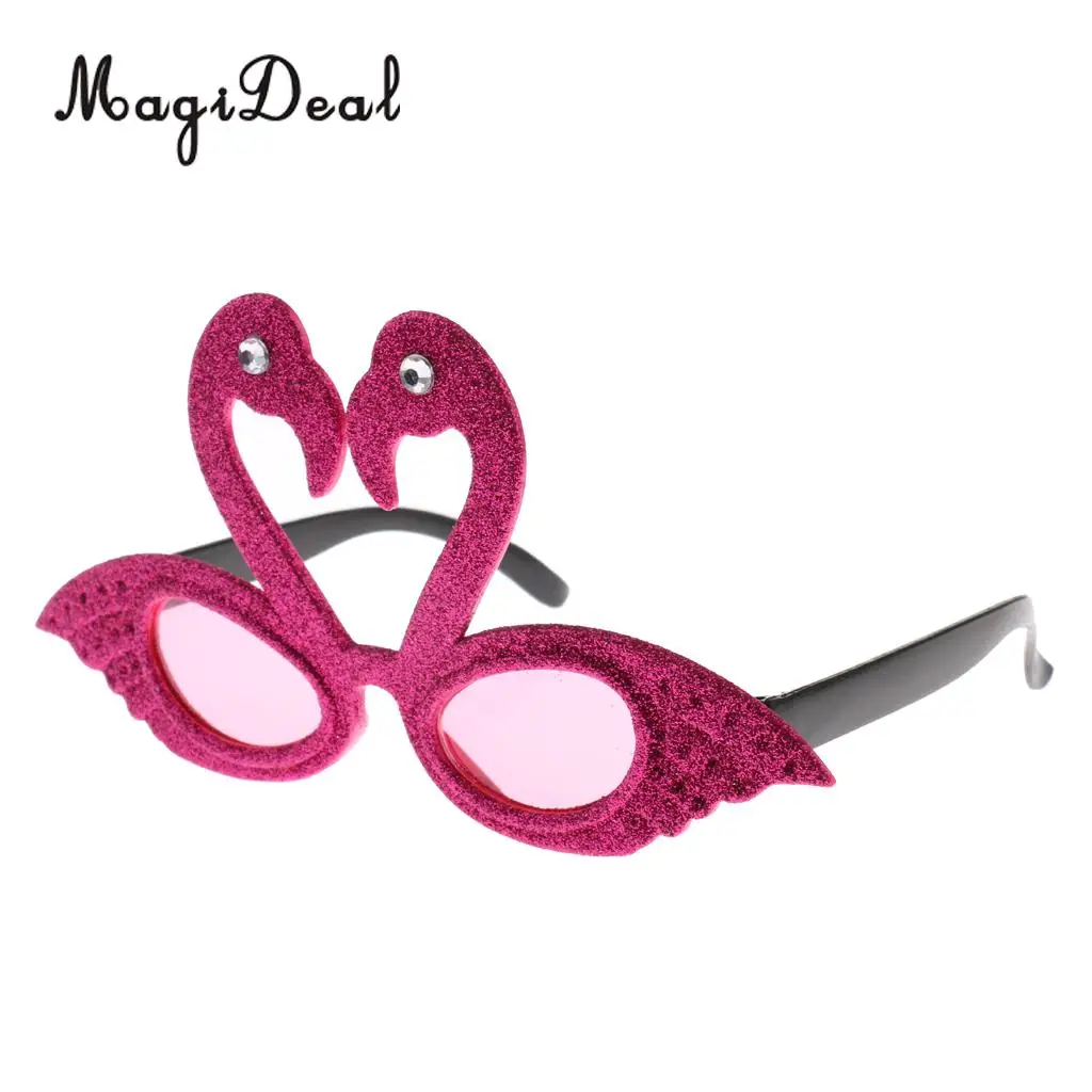 Hawaiian Tropical Glitter Flamingo Party Glasses Fancy Dress Up