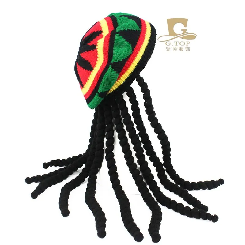 Маскарадный костюм для вечеринки хиппи берет дреды парик ямайский раста вязаная шляпа Боб Марли Карибы маскарадный наряд реквизит