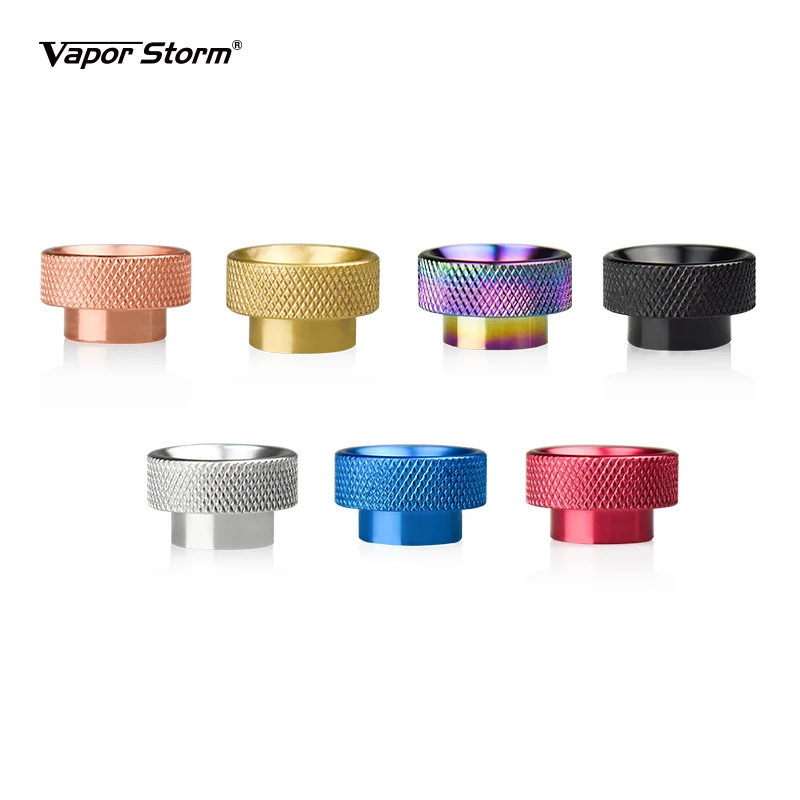 

2 Piece Vapor Storm Metal 810 Thread Drip Tips Wide Mouthpiece Flat Smooth Cap Driptips 810 E Cigarette RDA RBA RDTA Atomizer