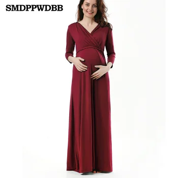 

SMDPPWDBB Maternity Dresses Maternity Gown Boho Photography Props Pregnancy Dress Long Sleeve Maxi Dress Gown Pregnant