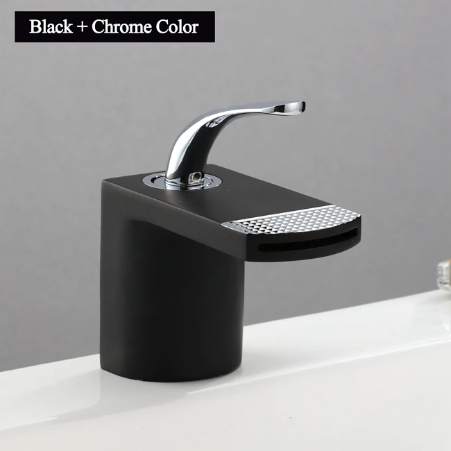 Кран для раковины, водопроводный кран для ванной комнаты, твердый белый, черный, латунный, хромированный, золотой, с одной ручкой, кран для раковины, смеситель, AL-2245H - Цвет: Black  Chrome Color