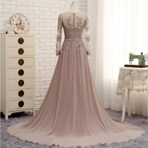 Вечерние шифоновые платья трапеции с длинным рукавом|robe de soiree|beaded evening dressesevening dress
