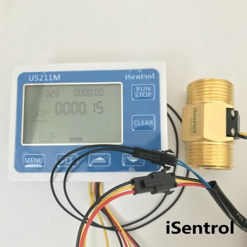 

US211M Water Flow Meter Hall Water Flow Sensor USC-HS10TAT 3-50 L/min Flow Displayer Totaliser Volume and Power Adapter EU