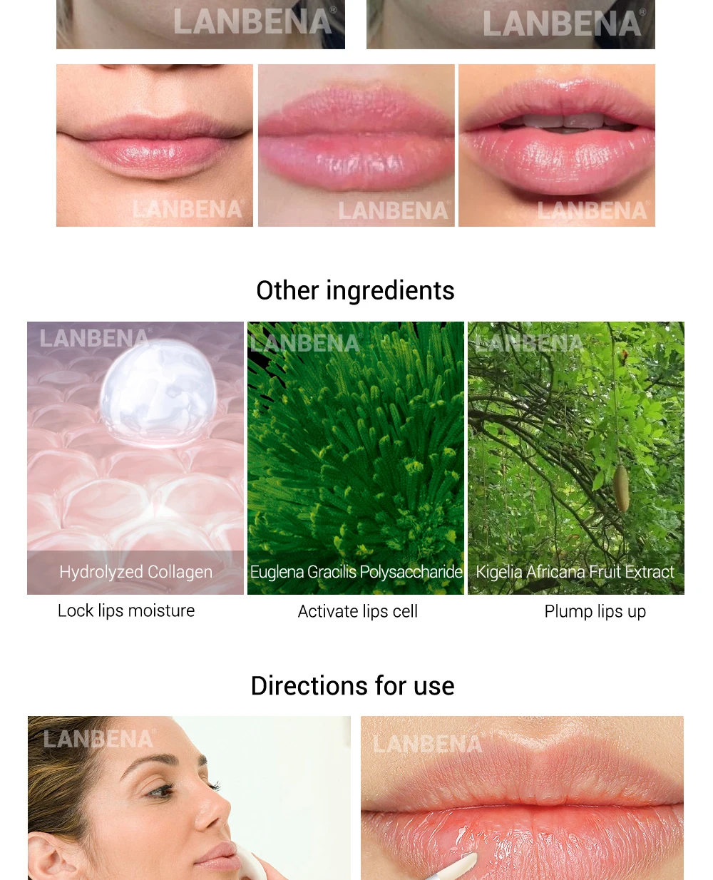 LANBENA Increase Lip Elasticity Lip Care Serum Repairing Lip Reduce Fine Lines Plumper Lip Mask Resist Aging Moisturizing Beauty