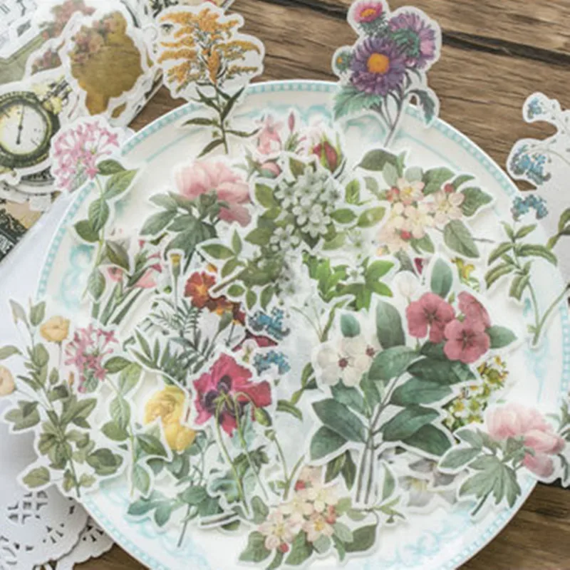 

Hot 60 pcs/lot Vintage Car plant butterfly Washi paper sticker decoration stickers DIY scrapbooking sticker