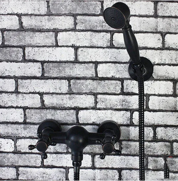 

Retro Oil Rubbed Bronze Bath Tub Faucet Single Handle Mixer Valve Tap Wall Mount