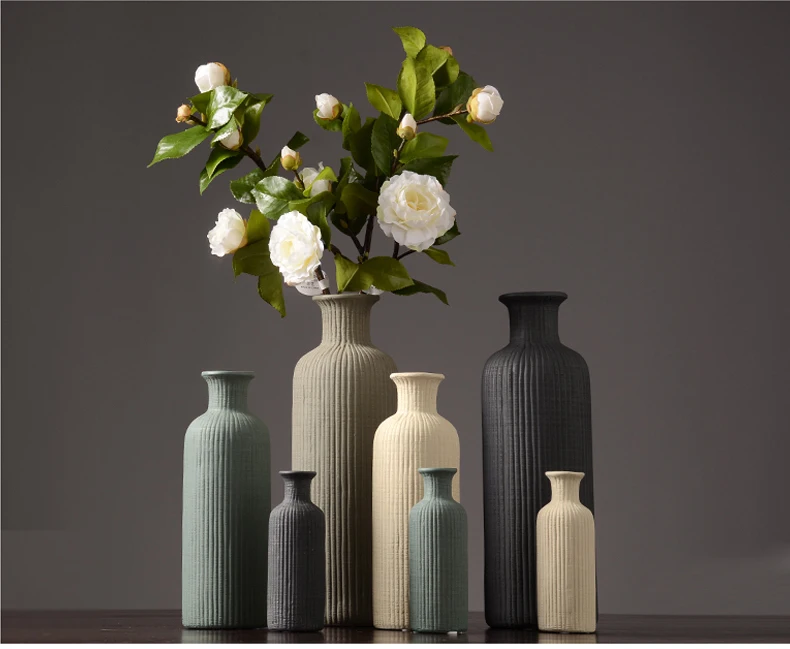 Европейская керамическая ваза в полоску, товары для украшения дома в скандинавском стиле, сушеная ваза для цветов, аксессуары для украшения дома, современные