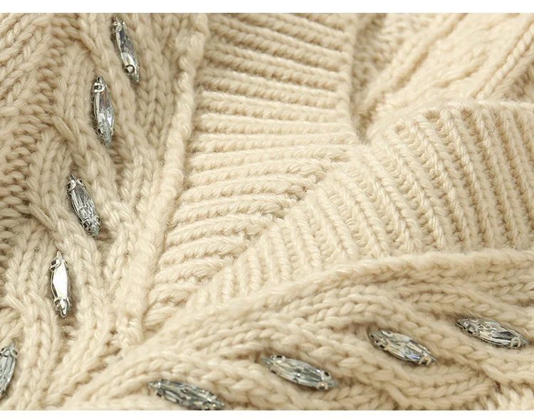 2017 зимний шерстяной и кашемировый вязаный теплый костюм со стразами и бисером + норковые кашемировые брюки для отдыха из двух предметов wj1661