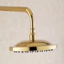 8 Inch Luxury Gold Color Rainfall Polished Brass Water Saving Round Top Rain Shower Head Bathroom Accessory ash046