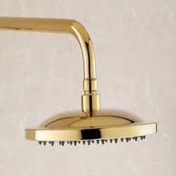 8 Inch Luxury Gold Color Rainfall Polished Brass Water Saving Round Top Rain Shower Head Bathroom Accessory ash046