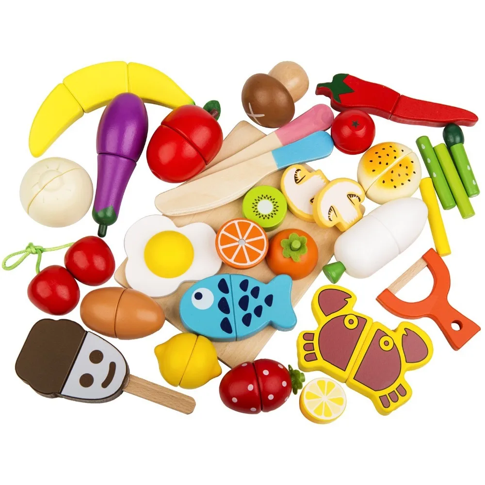 wooden cutting food toys