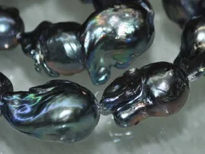 

Rare AA Baroque Nuclear Pearl 23x32mm Hugh Black Luster Large Size Natural Loose Pearls Beads Strand