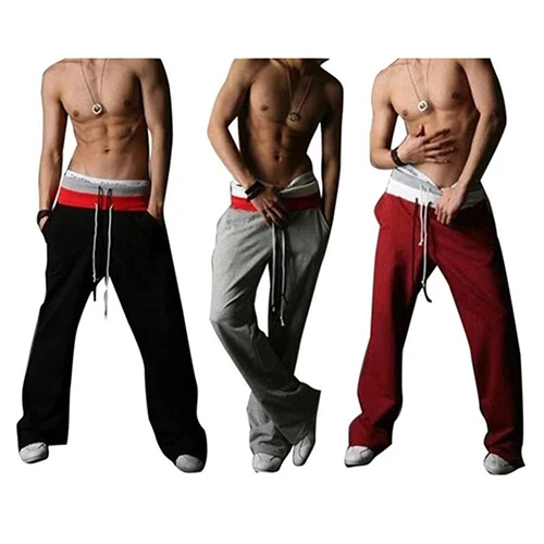 Spring Men's Casual Cotton Slim Elastic Waist Long Pants Sweatpants Men